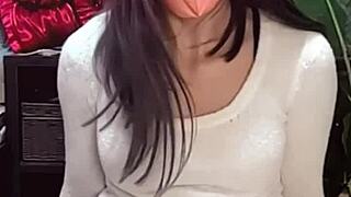 Super cute asian ladyboy in mask masturbates during live stream! 💦😍