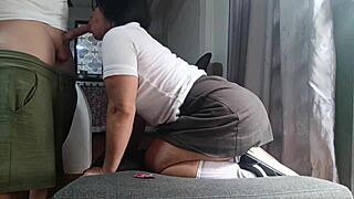 Stepdad Fucks Alexachris20's Ass After School Removes Condom for Hot Creampie Fill