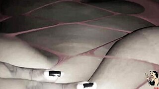 Black BBW's giant pussy stretched by huge penis dildo toy orgasm in trailer