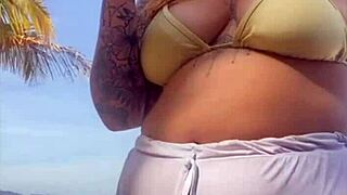 whoops didn't notice these shorts hugging my big pussy so tight on the beach