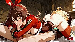 genshin impact hentai ignites my deepest amber x aether fantasies in anime glory