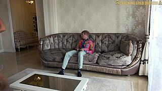 sexy ukrainian blonde teen assfucked hard by old man while cuckold watches