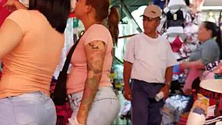 Curvy hips fill tight jeans in sultry culazo tease