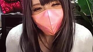 Super cute asian ladyboy in mask masturbates during live stream! 💦😍