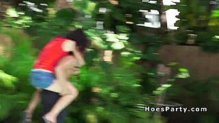 Amateur girlfriends suck monster cocks then fuck poolside hardcore!