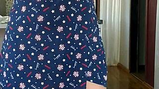 caught my stepmom in see-through dress flashing huge tits legs kitchen morning!