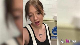 argentinian slut rebecca jones flashes mall then rides cock home!