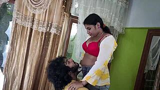 damn, horny indian coed sneaks to bedroom for boyfriend's monster cock pounding!