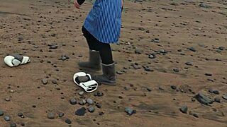 stunning silvia soprano slapped spit dominated on norway beach in kinky cinema