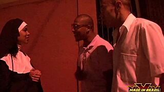 the naughty nun gets converted by big black cocks in double anal penetration