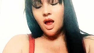 japanese milf wife dances her big tits for stranger on cam