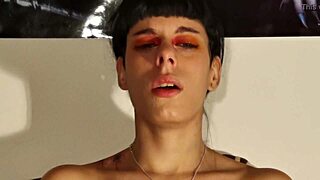 Hungarian teen goth sneezes out huge snot strings HD!