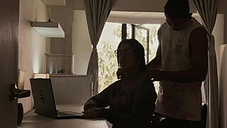 dude this big pornstar model gets fucked rough in her home office by tiny roommate anal atm deepthroat