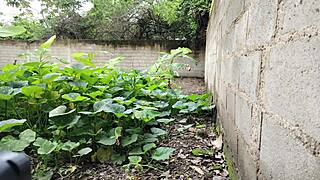 ¡Nearly caught pounding neighbor's fat mexican ass outdoors with squirting creampie!