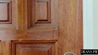 Super sexy italian shemale strokes massive cock outdoors