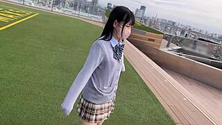 moeka 18 rides cowgirl on huge cock homemade with natural tits bouncing wild