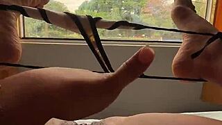 Colombian cutie fingers juicy wet pussy while crowds pass by, hehe what would you do from below?