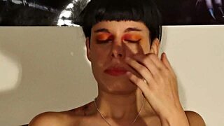 Hungarian teen goth sneezes out huge snot strings HD!