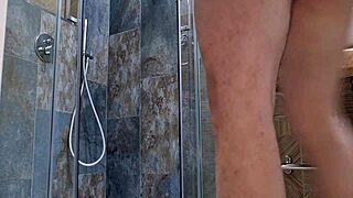 hot guy jerks off moaning cums hard in sexy shower