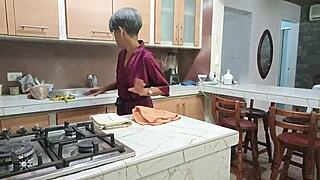 i asked my stepsis to stroke me off but we fucked hard in the kitchen till creampie... so hot