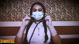 Nurse's Long Latex Gloves Tease Patient in Fetish Hospital Roleplay