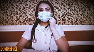 Nurse's Long Latex Gloves Tease Patient in Fetish Hospital Roleplay