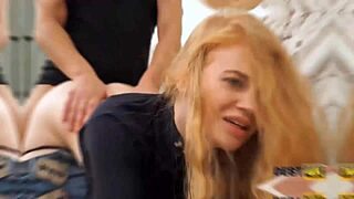 Debt4k. Leather couch perfect spot for guy to pound cute tattooed russian teen debtor hard