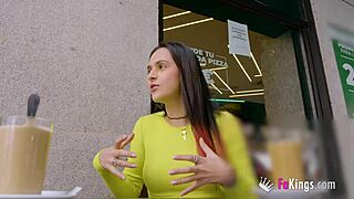 classy colombian brunette babe tours madrid spots then bends for outdoor doggystyle fuck