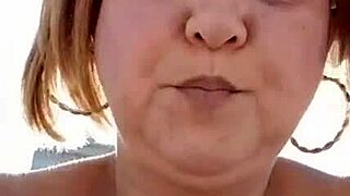 mature blonde milf pisses on beach showing big natural tits