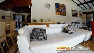 Naughty African teen twerks big booty on white dick in POV interview