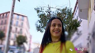 classy colombian brunette babe tours madrid spots then bends for outdoor doggystyle fuck