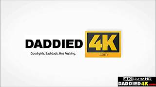 Sneaky Old Stepdad Fucks Son's Gorgeous Shaved Teen Girlfriend Doggystyle