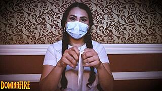 Nurse's Long Latex Gloves Tease Patient in Fetish Hospital Roleplay