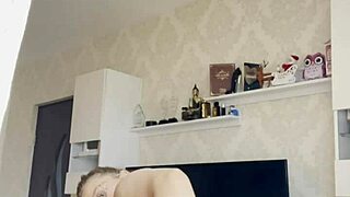 Wanna see this blonde babe's panties drop for ass tease?