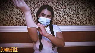 Nurse's Long Latex Gloves Tease Patient in Fetish Hospital Roleplay