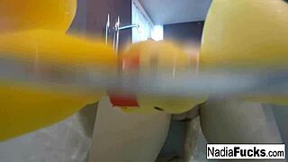 hey sexy nadia, those big tits love bath time with rubber duckies on your pussy