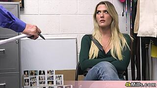 Blonde housewife caught stealing gets fucked hard by mall cop