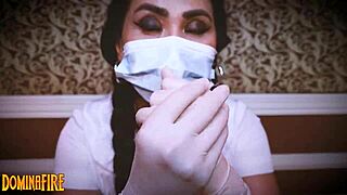 Nurse's Long Latex Gloves Tease Patient in Fetish Hospital Roleplay
