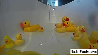 hey sexy nadia, those big tits love bath time with rubber duckies on your pussy