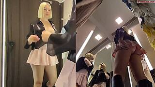 HIDDEN CAM CAPTURES JUICY PUSSY IN PUBLIC FITTING ROOM CHANGE