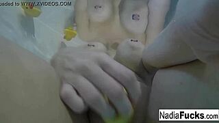 hey sexy nadia, those big tits love bath time with rubber duckies on your pussy