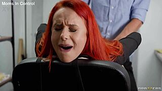 Angel Wicky Gags on Gloryhole Cock Before Office Facial Cumshot