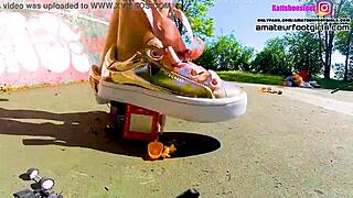 kati s giantess sneaker crushes toys in toy car trample frenzy