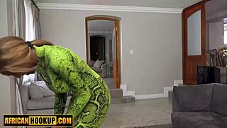 Huge titted black teacher strips bikini dances then gets ripped clothes fucked doggystyle by student