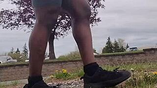 exposing my private indoor workout ass routine outdoors bent over tease