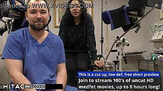 Freshman yasmine woods squirms mandatory hitachi vibrator orgasm from doctor gloves