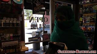 damn arab babe slurps huge black cock so eagerly