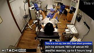 Freshman yasmine woods squirms mandatory hitachi vibrator orgasm from doctor gloves