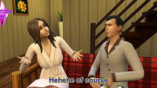 Husband watches wife cuckold boyfriend in sims story