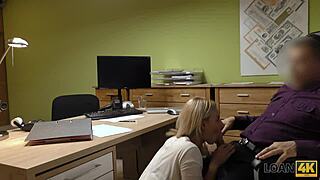 Loan4K! Desperate teen strips in office for cash sex pounding?